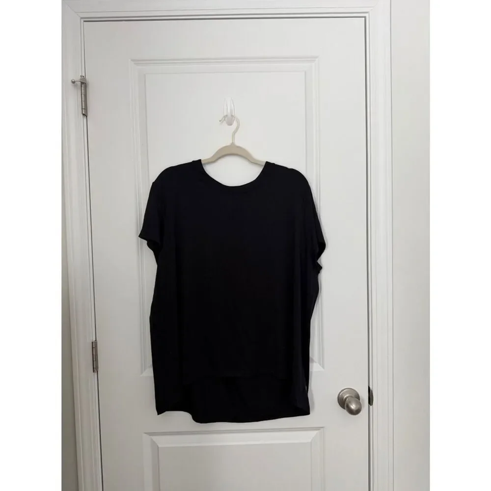 CRZ YOGA Black Relaxed Fit Athletic Tee XL Short Sleeve Workout Top